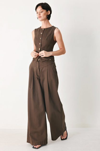 BROWN SUGAR STATEMENT WOVEN PANTS Flying Tomato