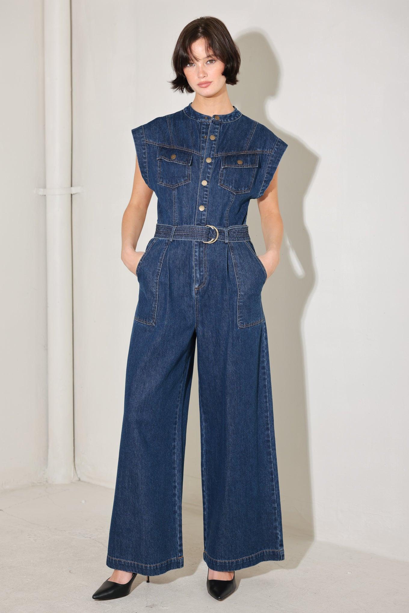 TRUE BLUE LOVE DENIM JUMPSUIT Flying Tomato