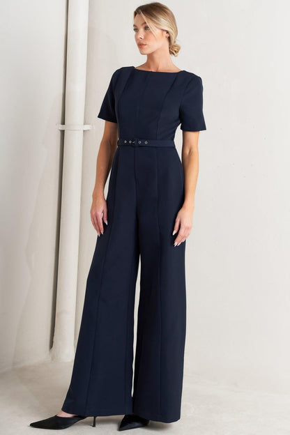 FOREVER FLATTERING NAVY WOVEN JUMPSUIT Flying Tomato