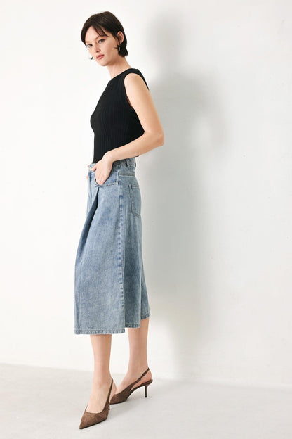 [PREORDER] SKY CHARMER DENIM CULOTTE PANTS Flying Tomato