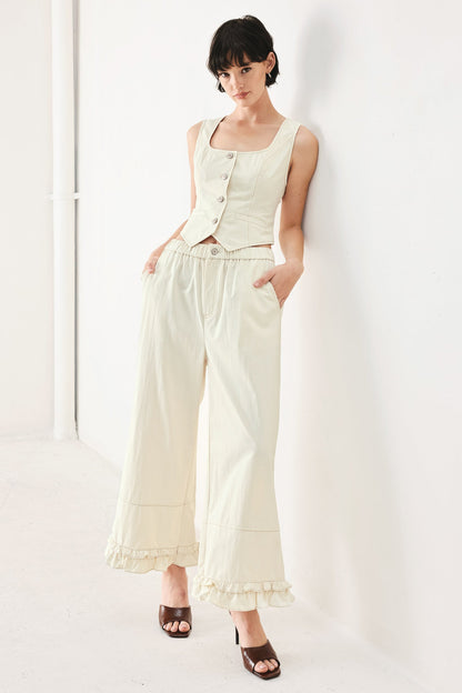 SUNDAY SOFT FLOW WOVEN CULOTTE PANTS Flying Tomato