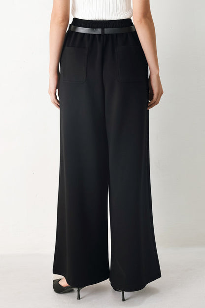 BLACK TIE PALAZZO WIDE LEG PANTS Flying Tomato