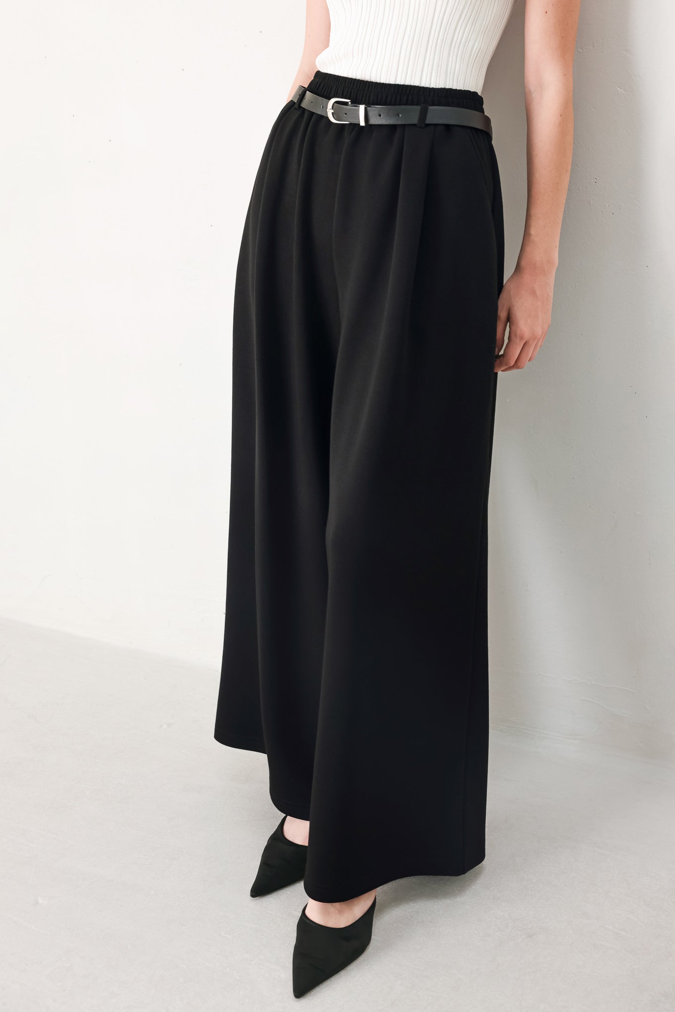 BLACK TIE PALAZZO WIDE LEG PANTS Flying Tomato
