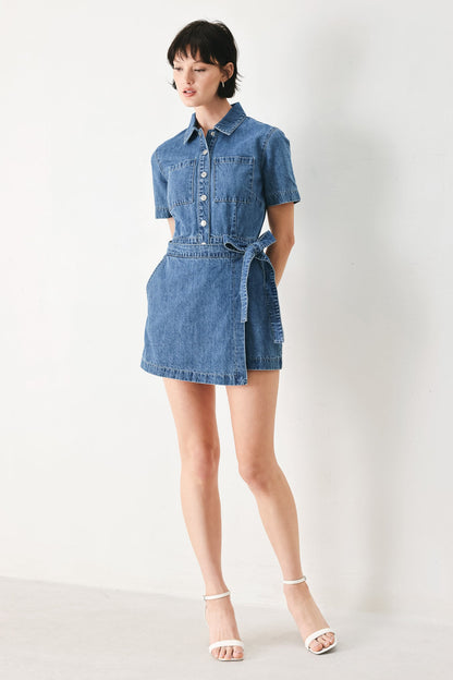 DAILY ROMANCE DENIM SKORT ROMPER Flying Tomato