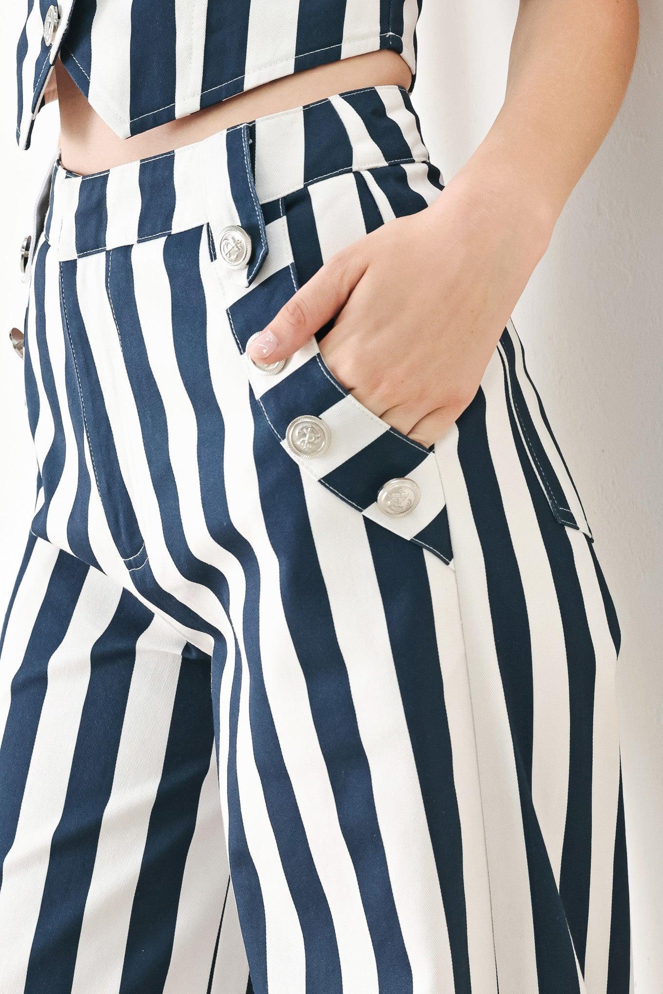 NAVY BLOSSOM WOVEN PANTS Flying Tomato