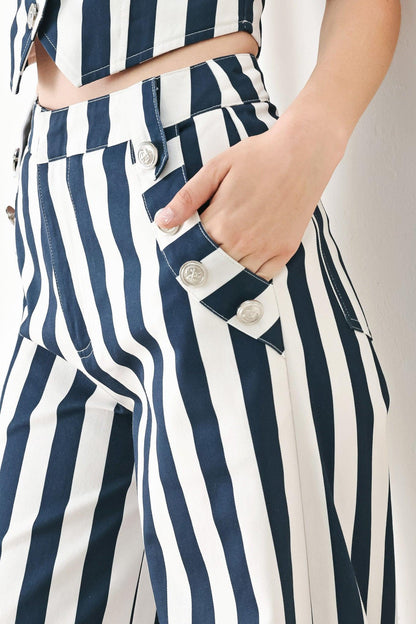 NAVY BLOSSOM WOVEN PANTS Flying Tomato