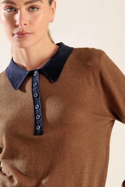 HIDDEN REFLECTIONS SWEATER POLO TOP Flying Tomato