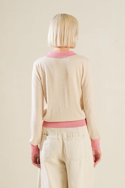 HIDDEN REFLECTIONS SWEATER POLO TOP Flying Tomato