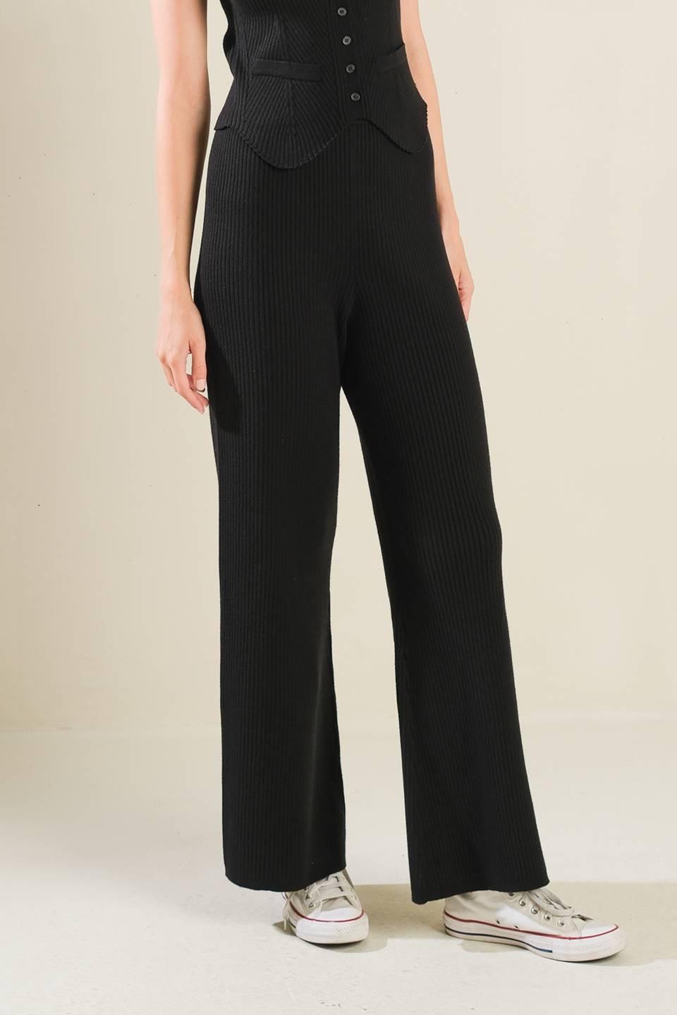 REGAL RISE BLACK KNIT PANTS Flying Tomato