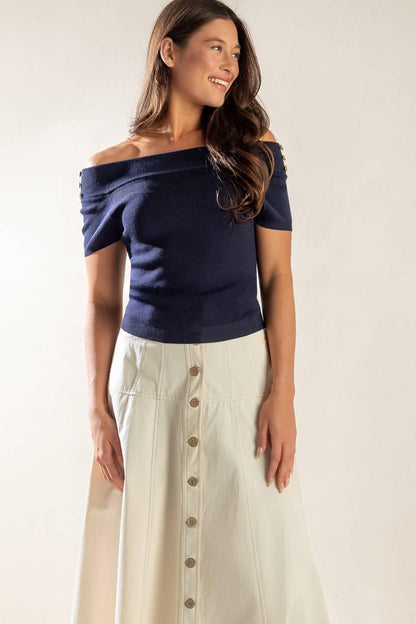 TIME FOR TEA OFF SHOULDER SWEATER TOP Flying Tomato
