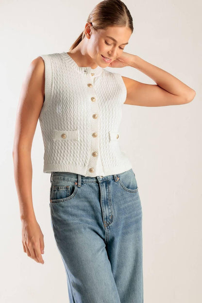 NOTHING LIKE IT WHITE KNIT VEST Flying Tomato