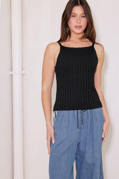 BIT OF SUNSHINE BLACK SWEATER KNIT TANK TOP Flying Tomato