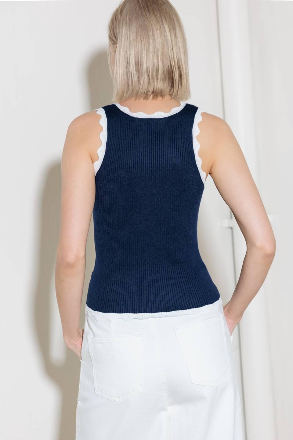 DEEP CONNECTION NAVY KNIT TANK TOP Flying Tomato