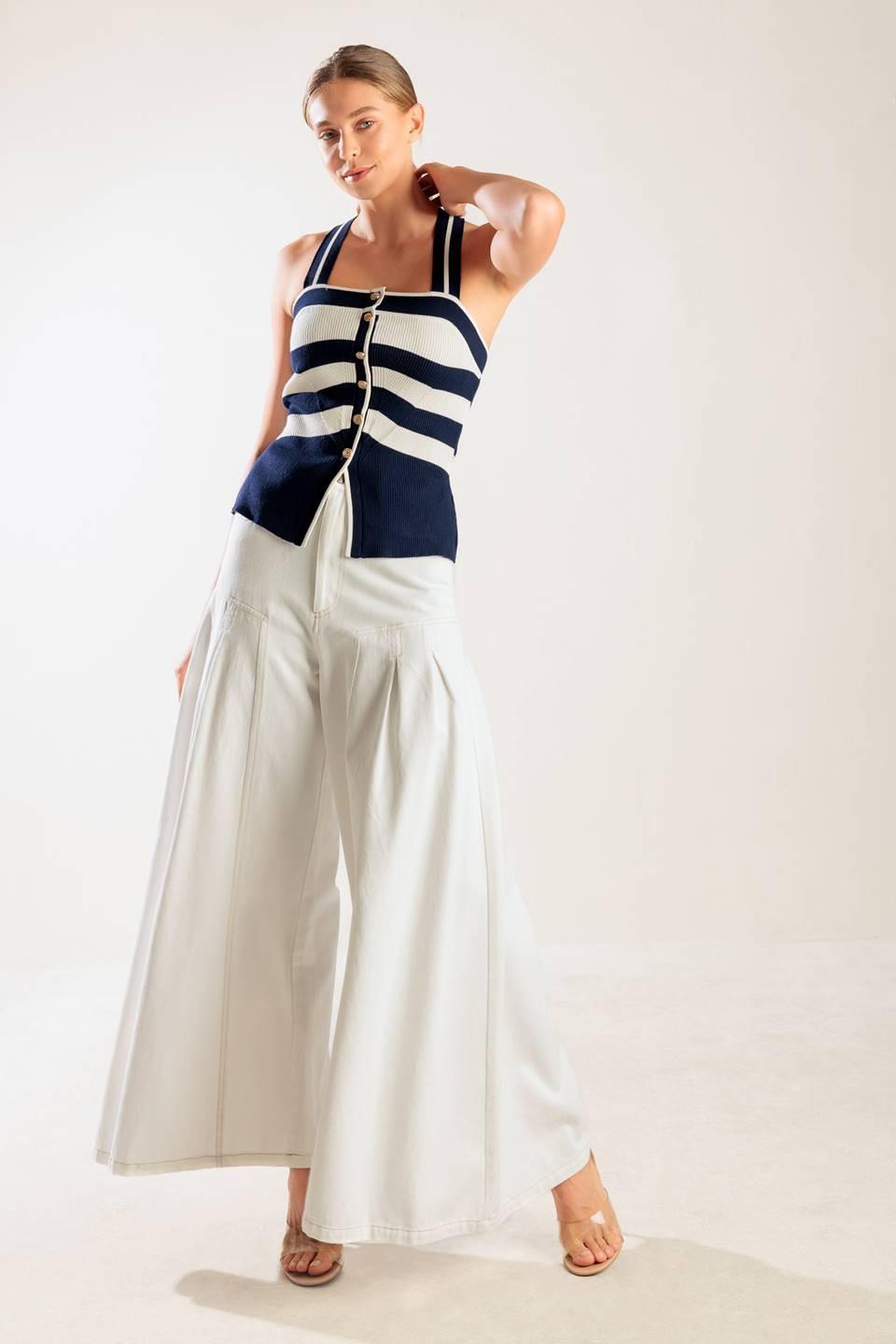 SHINE BRIGHT NAVY KNIT TOP Flying Tomato