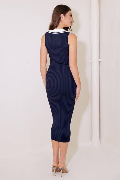 SO MAGNETIC NAVY SWEATER MIDI DRESS Flying Tomato