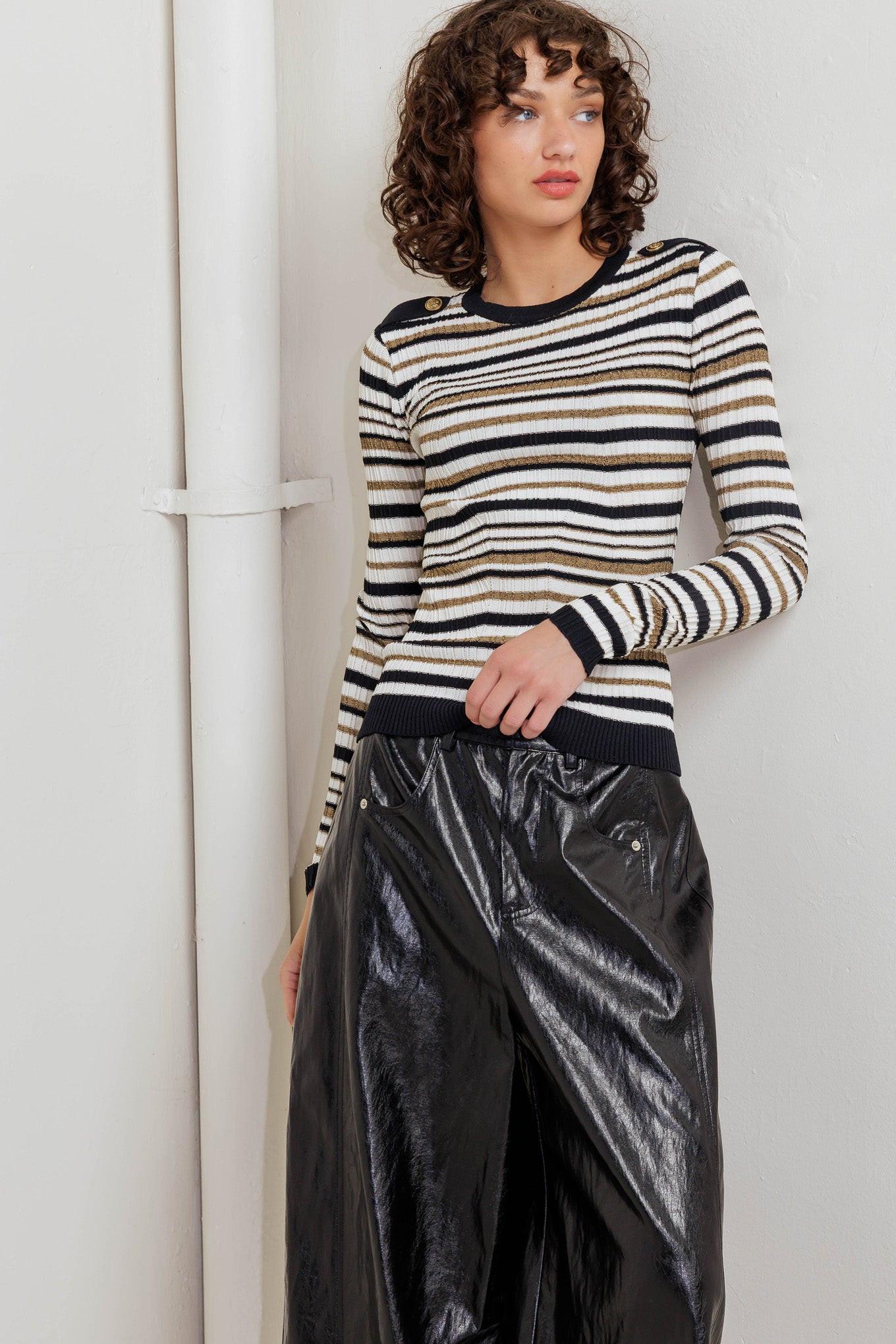SWEET STRIPE MUSE SWEATER KNIT TOP Flying Tomato
