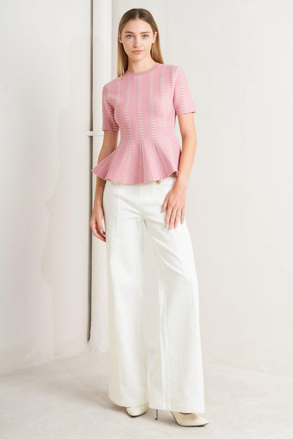 EVENING RUSTLE JACQUARD SWEATER TOP Flying Tomato