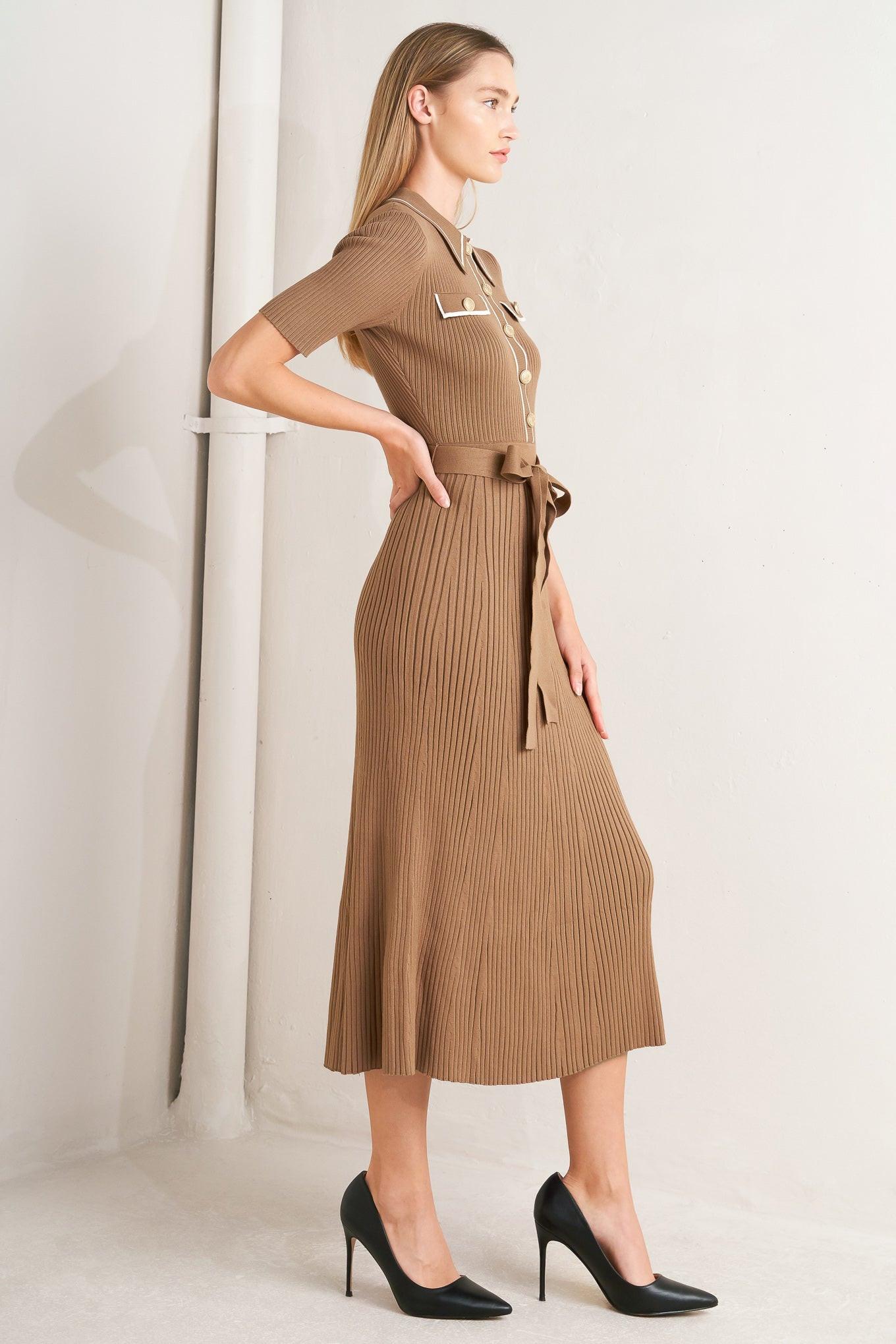 PARISIAN INSPIRED STYLE SWEATER KNIT MIDI DRESS Flying Tomato