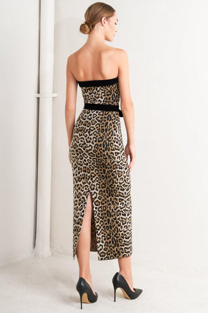 WILD ROMANCE LEOPARD KNIT MIDI DRESS Flying Tomato