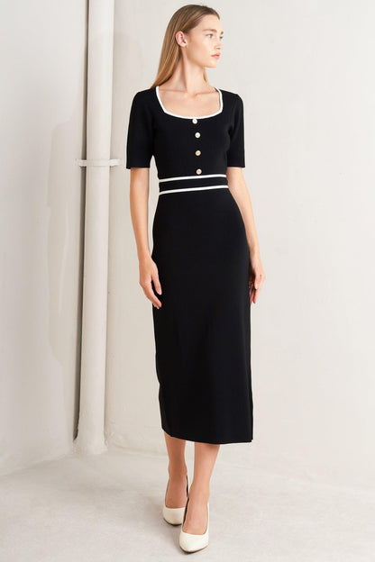 ELEGANT FRAME SWEATER KNIT MIDI DRESS Flying Tomato