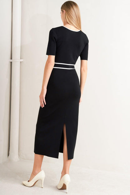 ELEGANT FRAME SWEATER KNIT MIDI DRESS Flying Tomato