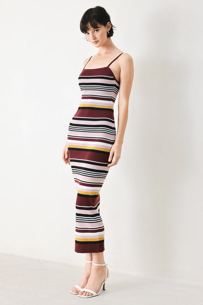 MIDNIGHT STRIPE SWEATER KNIT MIDI DRESS Flying Tomato