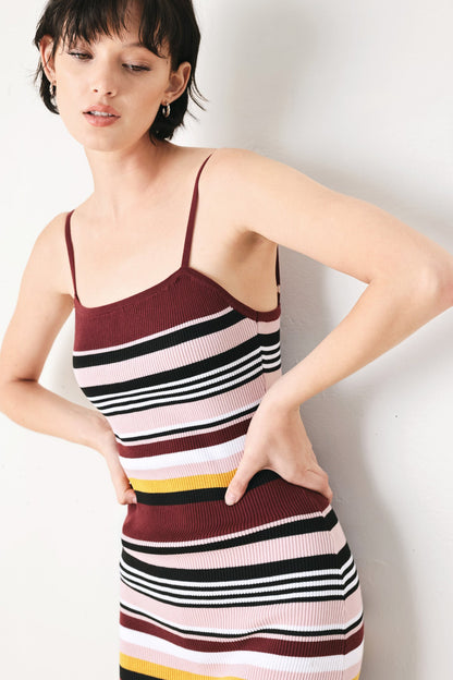 MIDNIGHT STRIPE SWEATER KNIT MIDI DRESS Flying Tomato