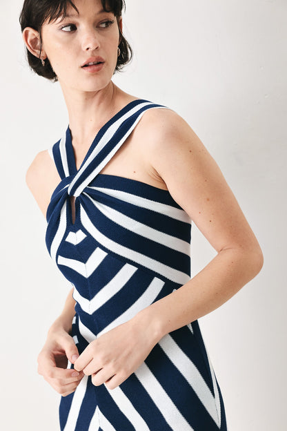 DEEP BLUE LOVE SWEATER KNIT MIDI DRESS Flying Tomato