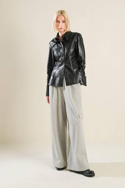 MY HEART TO YOU FAUX LEATHER TOP Flying Tomato