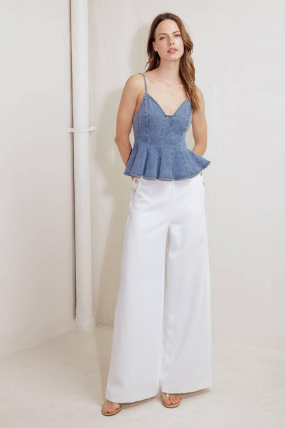 SANDY WALTZ LIGHT DENIM CAMI TOP Flying Tomato