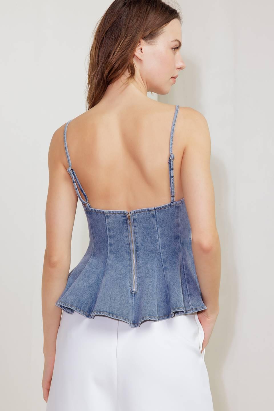 SANDY WALTZ LIGHT DENIM CAMI TOP Flying Tomato