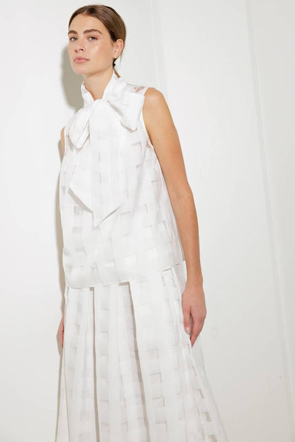 LIVE FOR US WHITE WOVEN ORGANZA TOP Flying Tomato