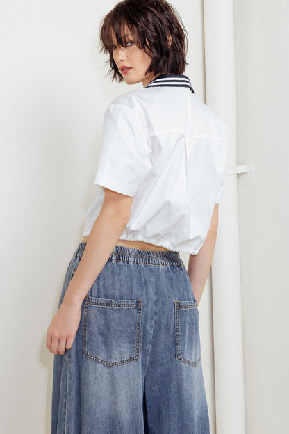 COASTAL COLLAR WOVEN CROP TOP Flying Tomato