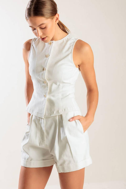 LOVE LETTERS WHITE WOVEN VEST Flying Tomato