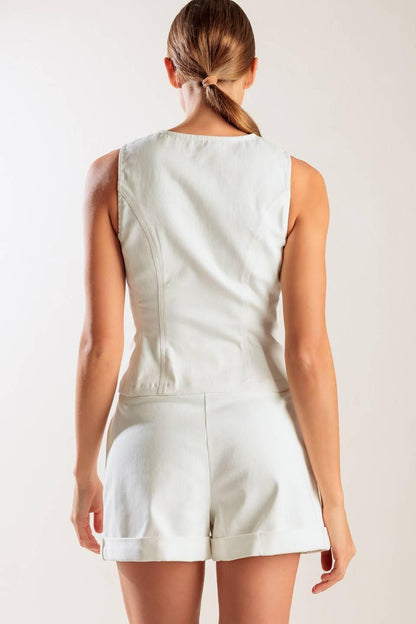 LOVE LETTERS WHITE WOVEN VEST Flying Tomato