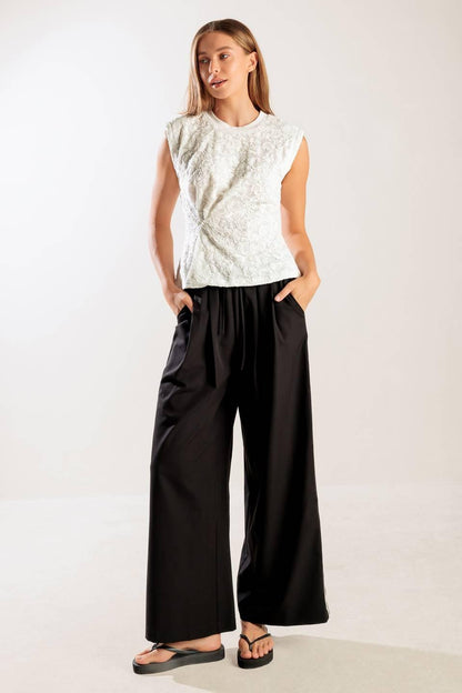 HIDDEN SMILES WHITE WOVEN LACE TOP Flying Tomato