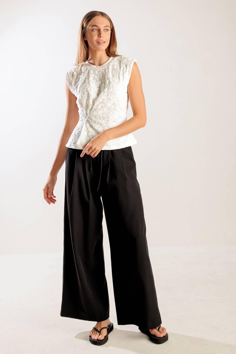 HIDDEN SMILES WHITE WOVEN LACE TOP Flying Tomato