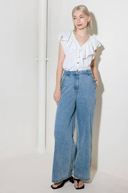 MADE FOR ROMANCE OFF WHITE WOVEN TOP Flying Tomato