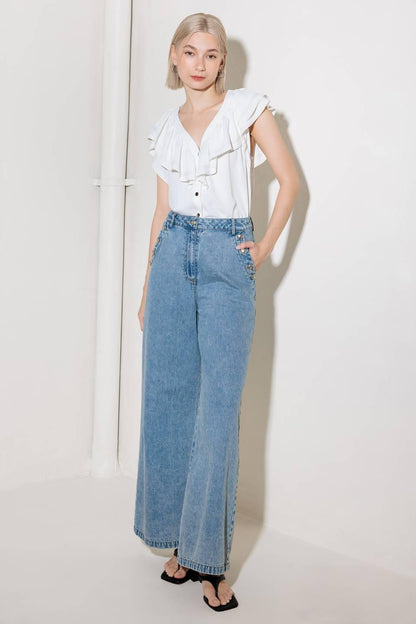 MADE FOR ROMANCE OFF WHITE WOVEN TOP Flying Tomato