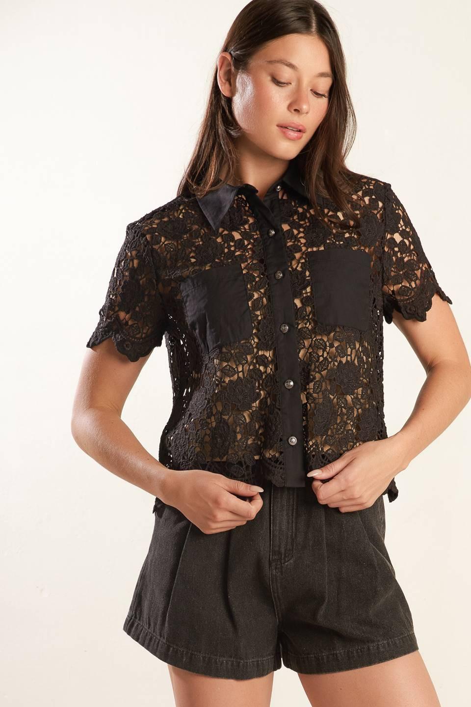 DREAM OF THE FLEET WOVEN LACE TOP Flying Tomato