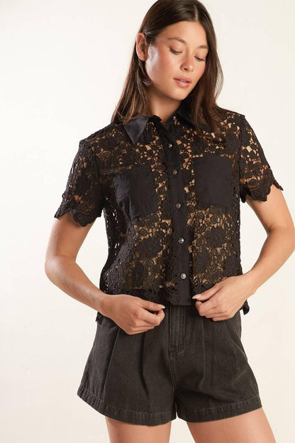 DREAM OF THE FLEET WOVEN LACE TOP Flying Tomato