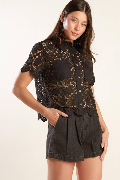 DREAM OF THE FLEET WOVEN LACE TOP Flying Tomato