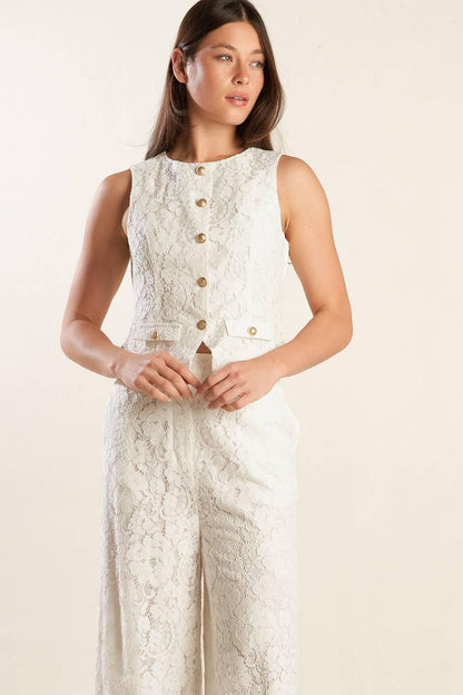 THINK LATER WOVEN LACE VEST Flying Tomato