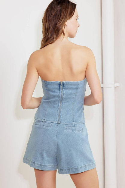 ANGEL WINGS AND CHAMOMILE DENIM TOP Flying Tomato