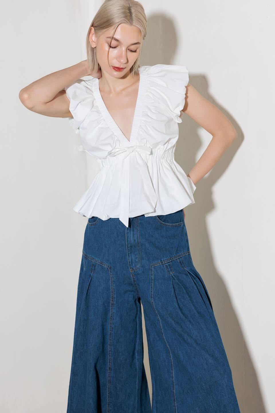 SLOW DOWN IN WHITE WOVEN TOP Flying Tomato