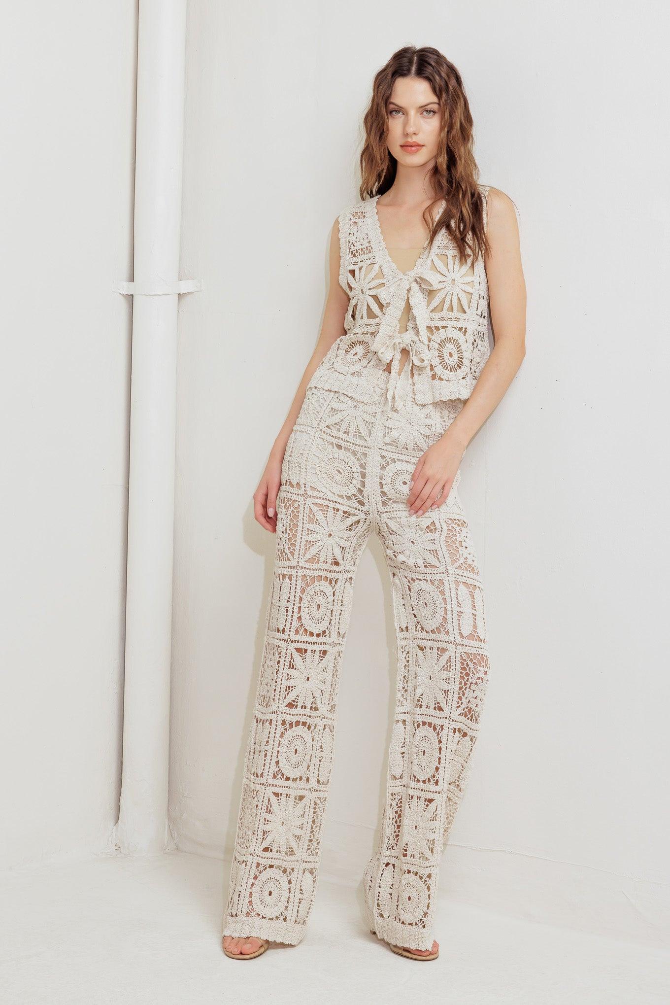 COASTAL BREEZE CROCHET VEST AND PANT SET Flying Tomato
