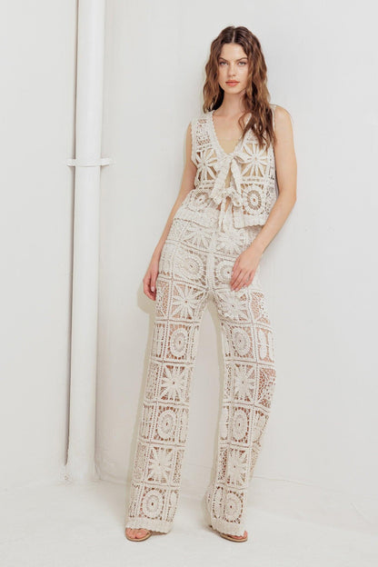 COASTAL BREEZE CROCHET VEST AND PANT SET Flying Tomato