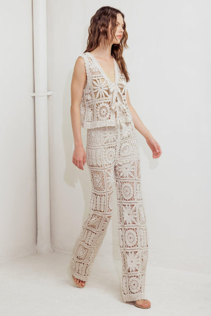 COASTAL BREEZE CROCHET VEST AND PANT SET Flying Tomato