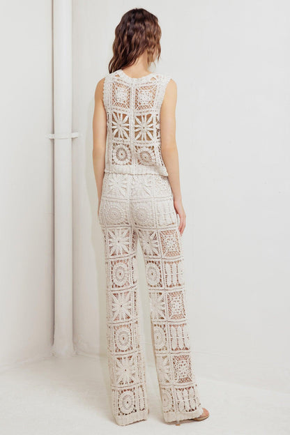 COASTAL BREEZE CROCHET VEST AND PANT SET Flying Tomato