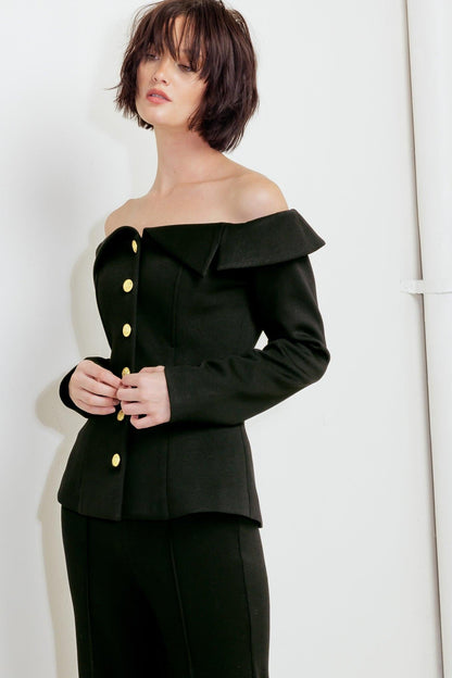 MODERN FLOW BLACK WOVEN TOP Flying Tomato